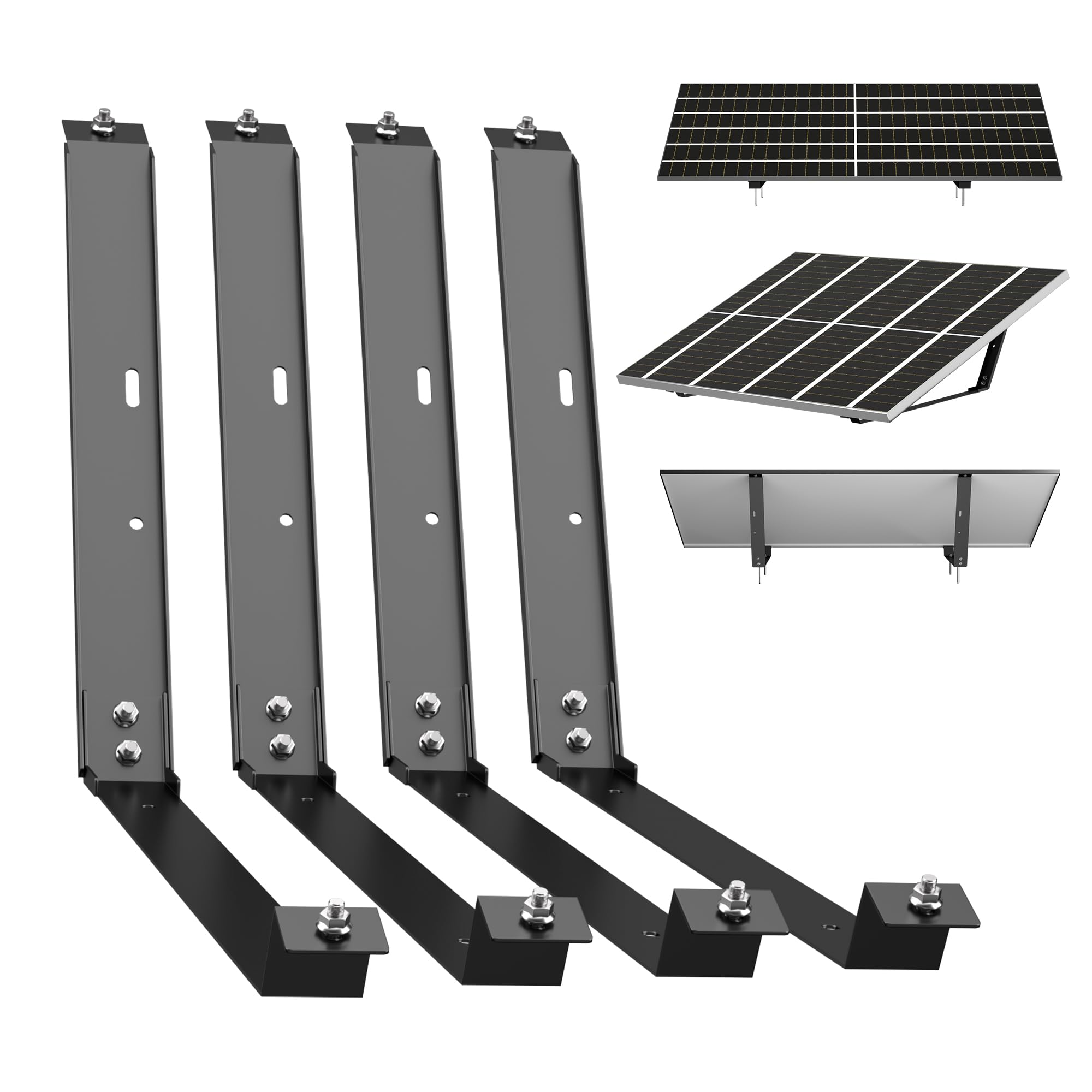 Solarmodulhalterung Balkonkraftwerk 20° Neigungswinkel Einfache Montage Flachdach Garten Terrasse 2 Sets HV-Stahl Schwar