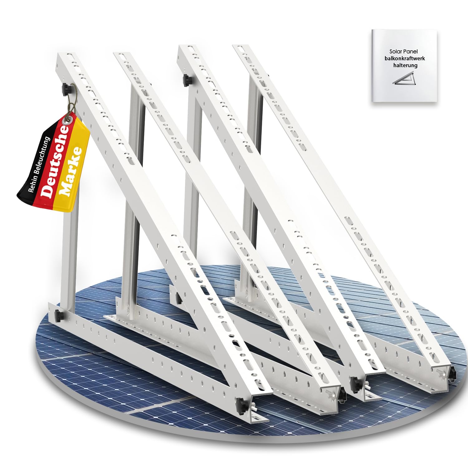 Solarpanel Halterung 114cm 2 Paar für 100W-500W Balkonkraftwerk Winkel Einstellbar 0-90°