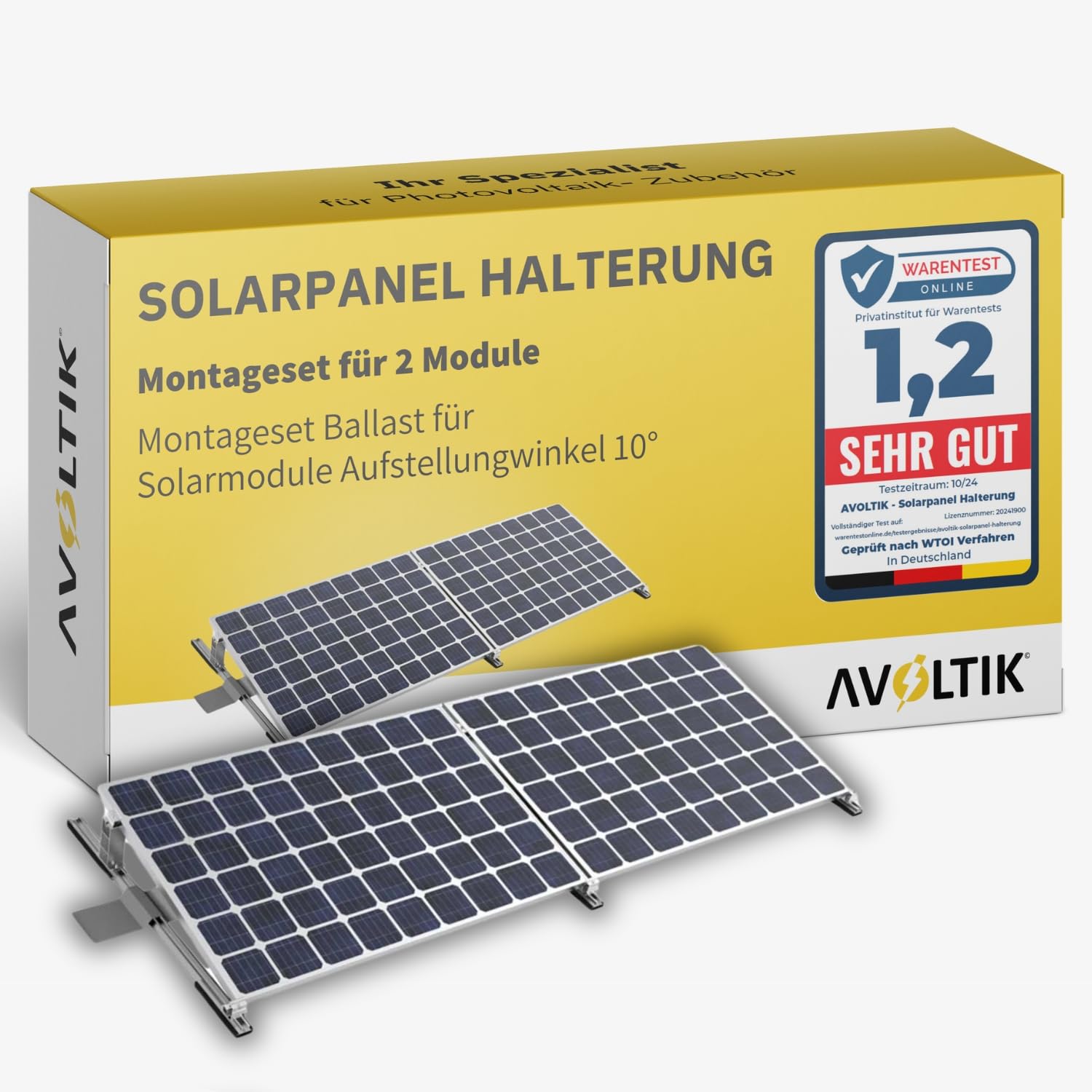 2x Flachdachhalterung für Solarmodule ohne Bohren | Einfache Montage Flachdach oder Boden | Robust & Langlebig PV Halter