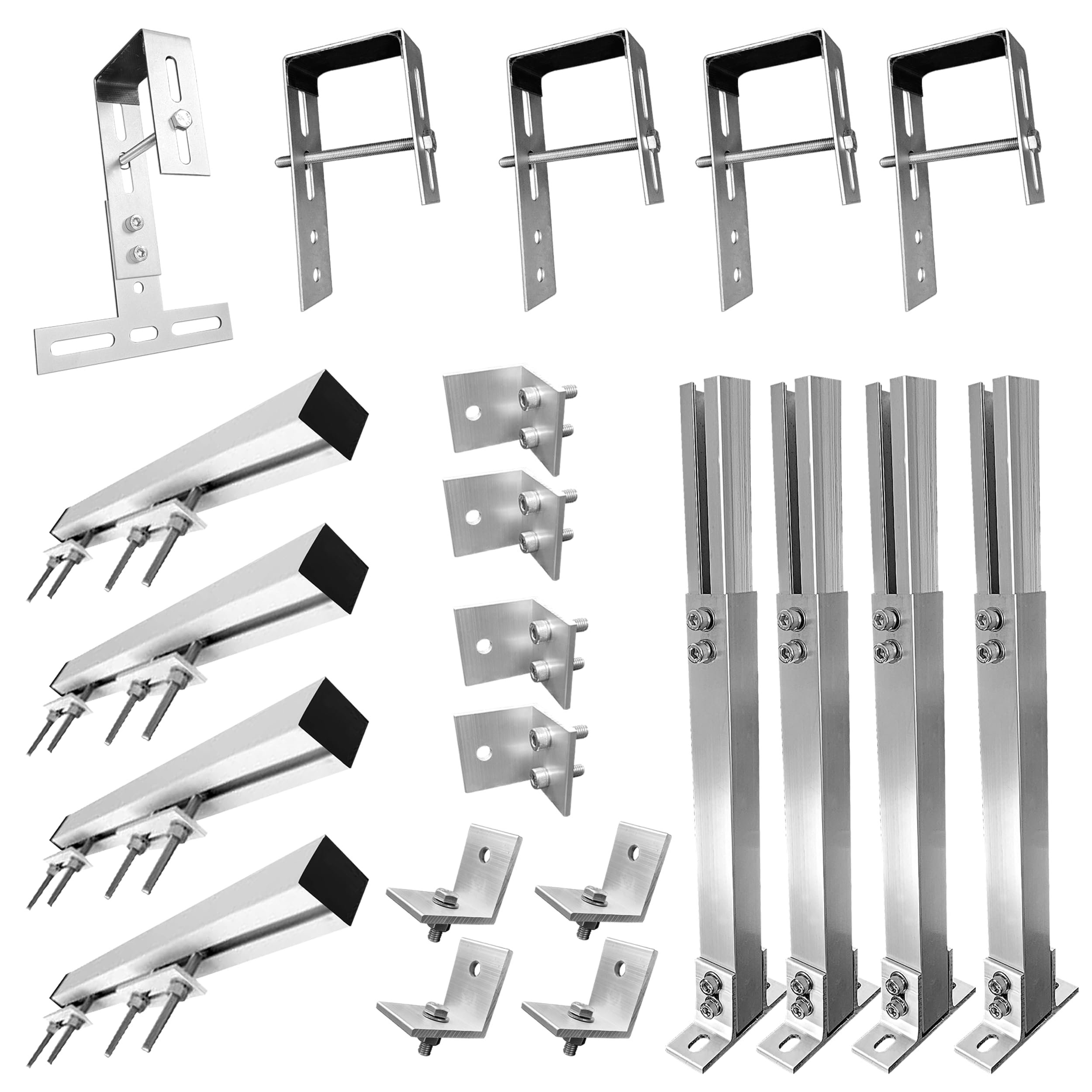 Balkonkraftwerk Halterung für 2 Solarmodule + Wechselrichter | Geländer bis 80mm | Verstellbarer Neigungswinkel 25-45° S