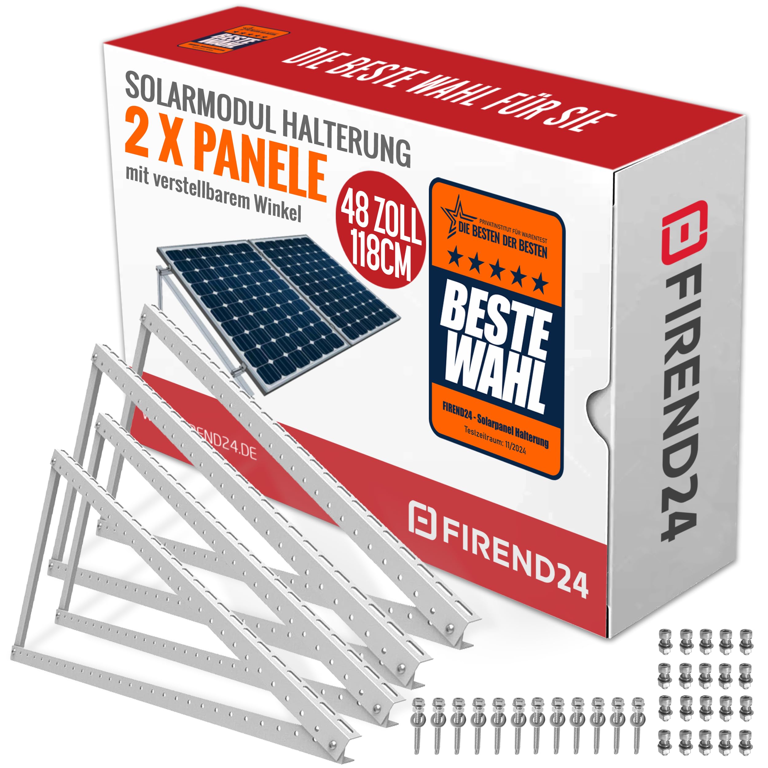 Solarmodul Halterung 1180mm Set für 2 PV Module - Robuste Wetterbeständige Flachdach Wand Montage Balkonkraftwerk